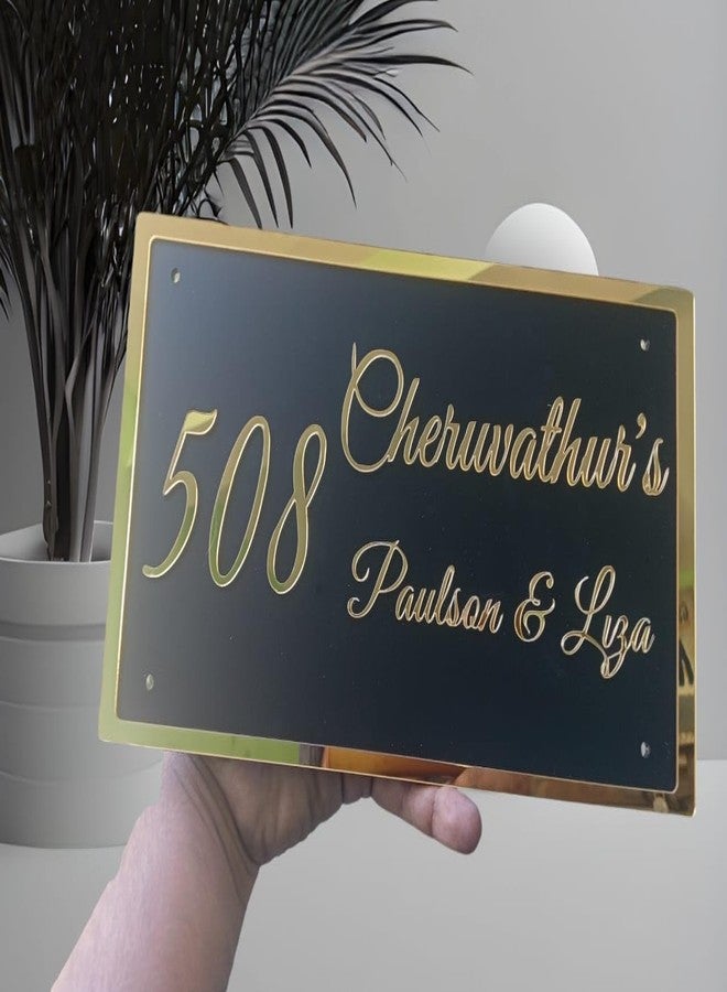 HomeEcho Personalized Waterproof Luxury Door Name Plates for Home Entrance (15x30 Cm) with 3D Letters- Ideal for Home & Office Entrances With Stainless Steel Screws || Door name plates (Embossed B&G) - Image 2